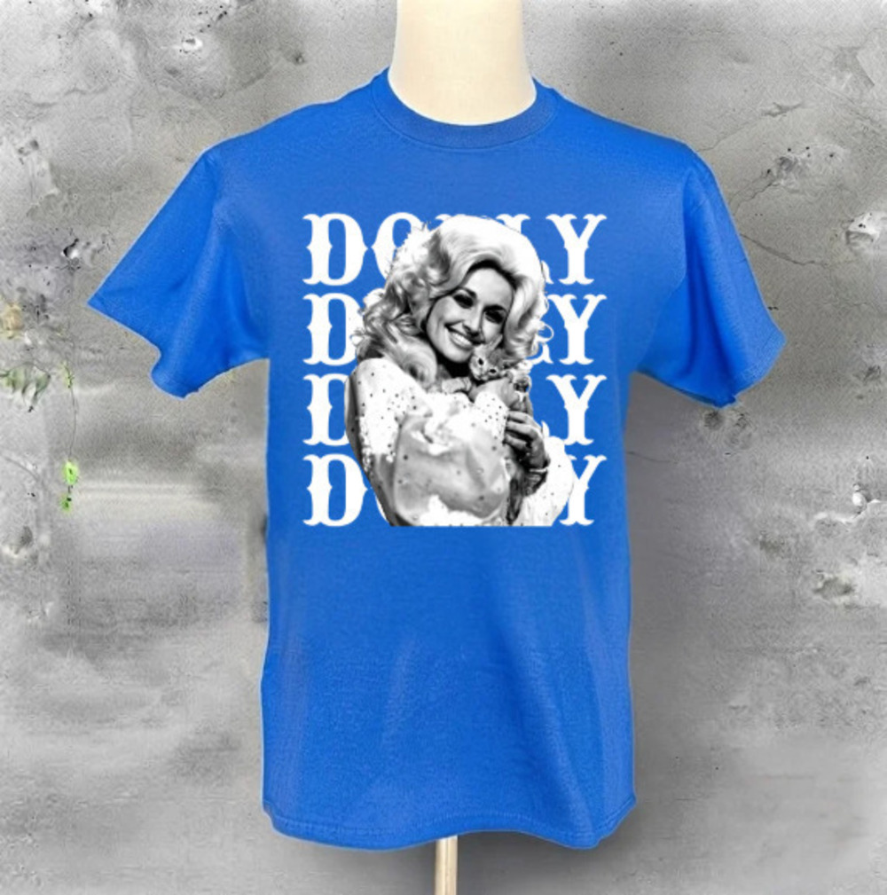 Dolly Parton Country Music Legend Kitten Vintage Blue T-Shirt